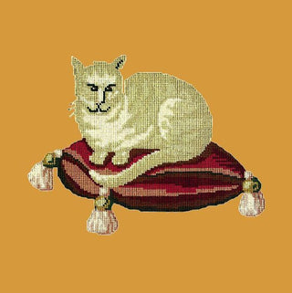 Cream Cat Needlepoint Kit Kits Elizabeth Bradley Design Yellow 
