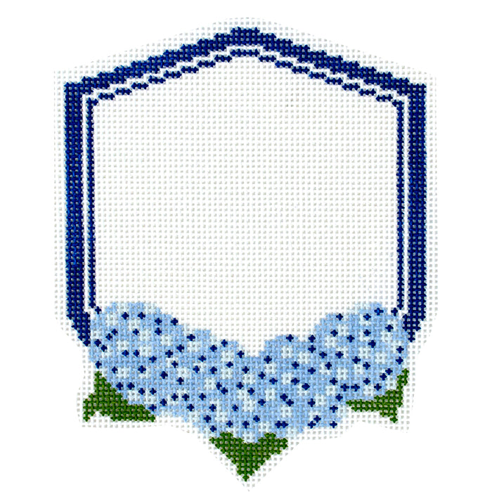 Crest with Hydrangeas   Blue Printed Canvas Penny Linn Designs  - 1