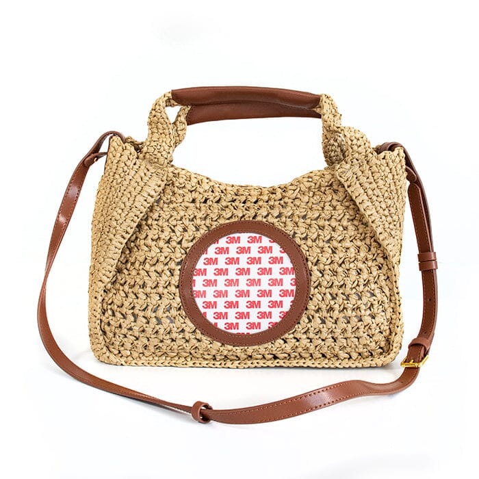 Crochet Tote with Camel Leather Trim Accessories Rachel Barri Designs  - 1