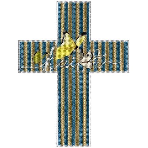 Cross - Faith with Butterflies Painted Canvas Colors of Praise 