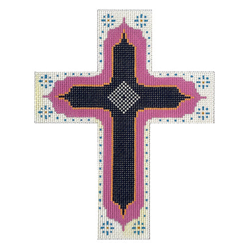 Cross   Navy & Lilac Painted Canvas Colors of Praise  - 1
