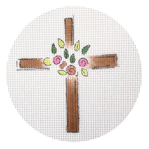 Cross with Flowers Painted Canvas Camilla Moss 
