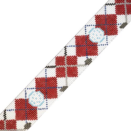 Crossed Clubs Argyle Belt   Red Painted Canvas The Meredith Collection  - 1