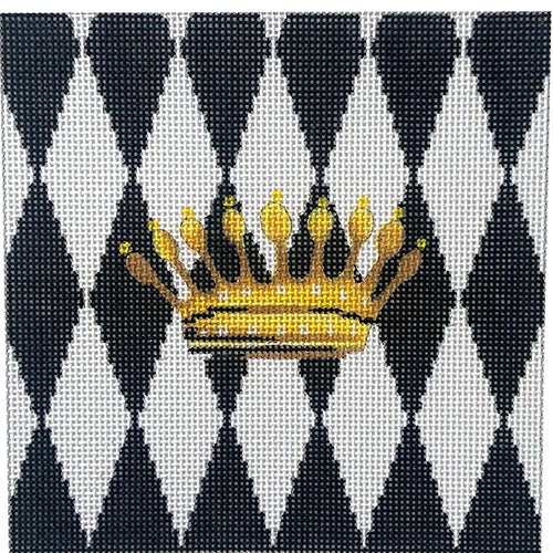 Crown on Black & White Harlequin Painted Canvas Colors of Praise 