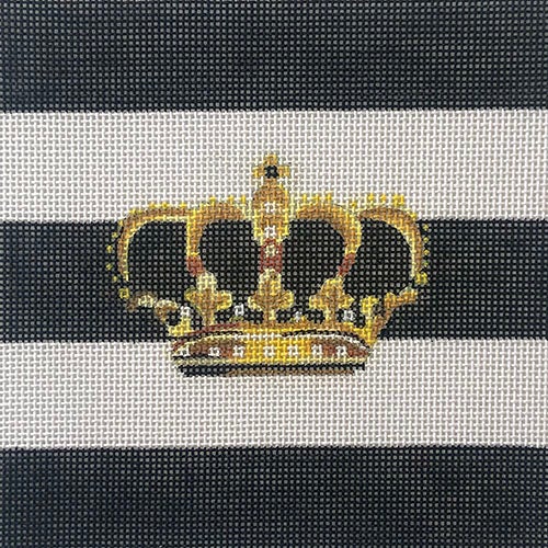 Crown on Black & White Stripes Painted Canvas Colors of Praise  - 1