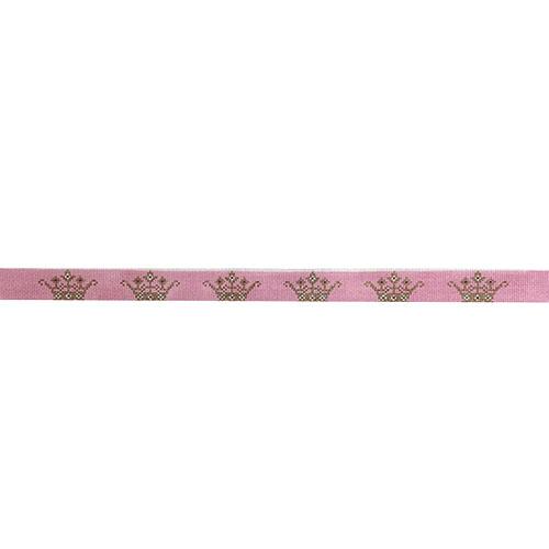 Crowns on Pink Dog Collar Painted Canvas The Meredith Collection 