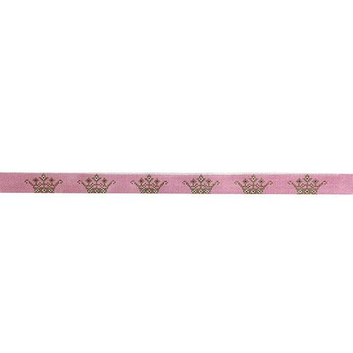 Crowns on Pink Dog Collar Painted Canvas The Meredith Collection  - 1