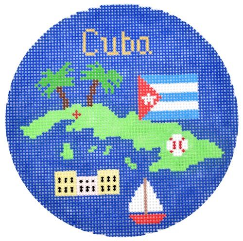 Cuba Ornament Painted Canvas Silver Needle 
