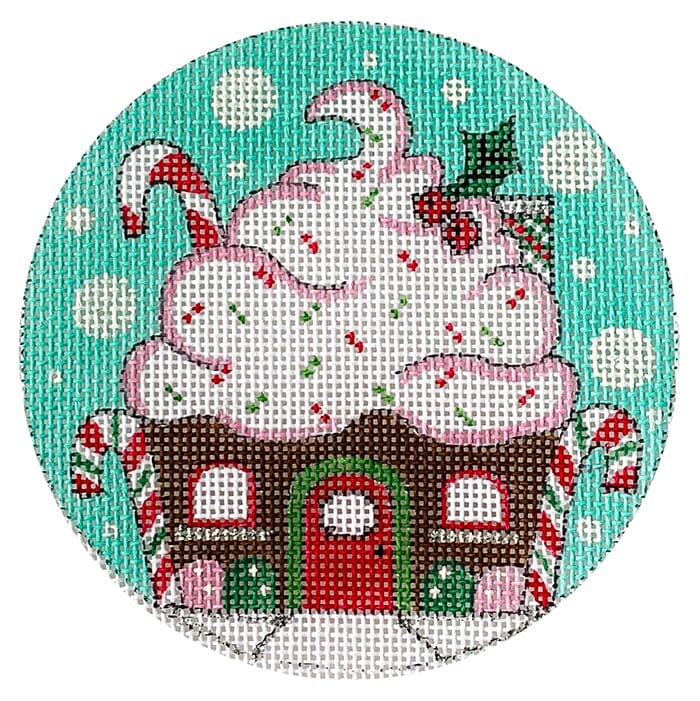 Cupcake House Round Painted Canvas Alice Peterson Company  - 1