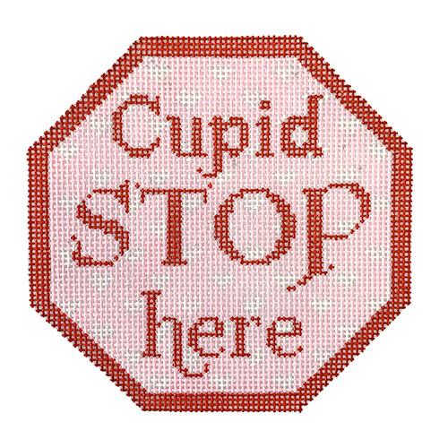 Cupid Stop Here Ornament Painted Canvas Kimberly Ann Needlepoint 