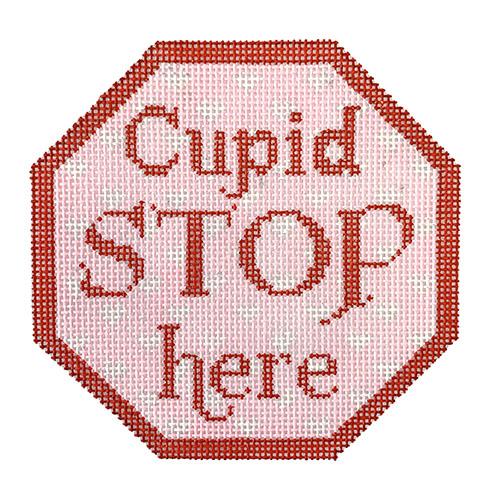 Cupid Stop Here Ornament Painted Canvas Kimberly Ann Needlepoint  - 1