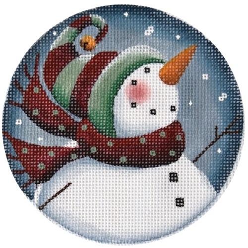 Curley Snowman Painted Canvas Rebecca Wood Designs  - 1