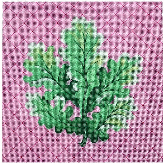 Curvy Leaves on Pink Diamonds Painted Canvas Patti Mann 