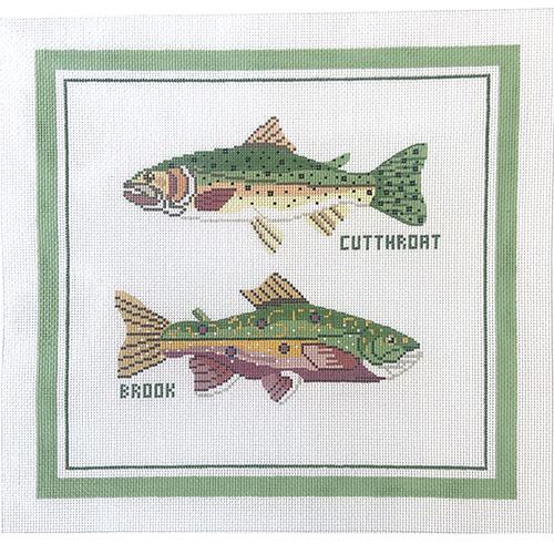 Cutthroat & Brook Trouts Painted Canvas The Colonial Needle Company 