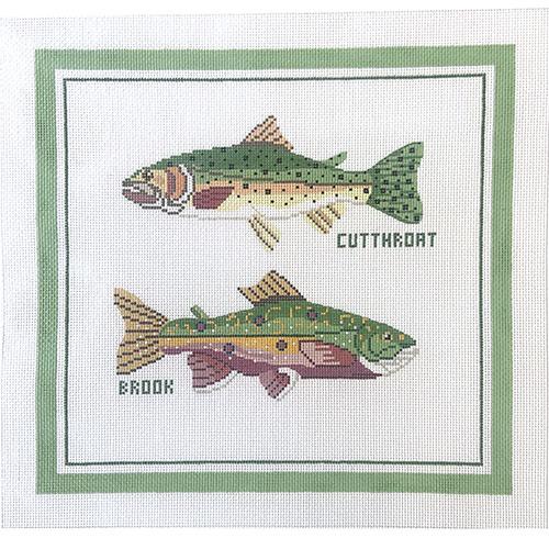Cutthroat & Brook Trouts Painted Canvas The Colonial Needle Company 
