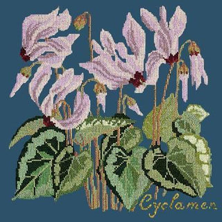 Cyclamen Needlepoint Kit Kits Elizabeth Bradley Design Dark Blue 
