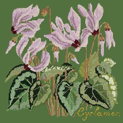 Cyclamen Needlepoint Kit Kits Elizabeth Bradley Design Dark Green 