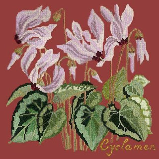 Cyclamen Needlepoint Kit Kits Elizabeth Bradley Design Dark Red 

