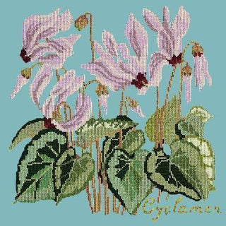 Cyclamen Needlepoint Kit Kits Elizabeth Bradley Design Duck Egg Blue 
