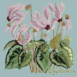 Cyclamen Needlepoint Kit Kits Elizabeth Bradley Design Pale Blue 
