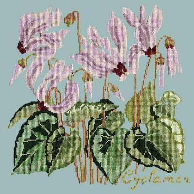 Cyclamen Needlepoint Kit Kits Elizabeth Bradley Design Pale Blue 
