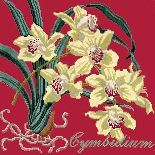 Cymbidium Needlepoint Kit Kits Elizabeth Bradley Design Bright Red 
