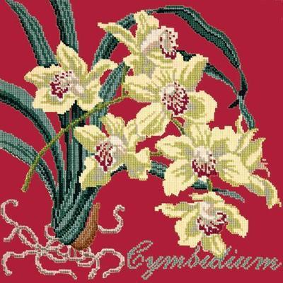 Cymbidium Needlepoint Kit Kits Elizabeth Bradley Design Bright Red 
