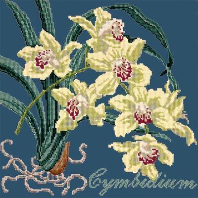 Cymbidium Needlepoint Kit Kits Elizabeth Bradley Design Dark Blue 
