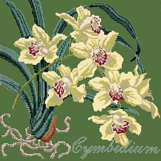 Cymbidium Needlepoint Kit Kits Elizabeth Bradley Design Dark Green 
