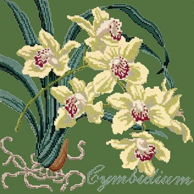 Cymbidium Needlepoint Kit Kits Elizabeth Bradley Design Dark Green 
