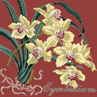 Cymbidium Needlepoint Kit Kits Elizabeth Bradley Design Dark Red 
