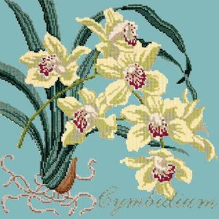 Cymbidium Needlepoint Kit Kits Elizabeth Bradley Design Pale Blue 
