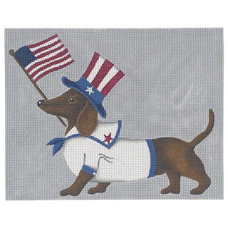 Dachshund 4th of July Painted Canvas PLD Designs 

