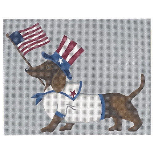 Dachshund 4th of July Painted Canvas PLD Designs 
