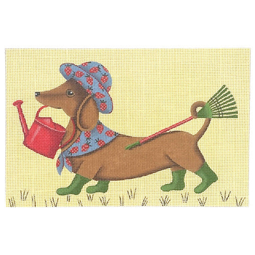 Dachshund Spring Painted Canvas PLD Designs 