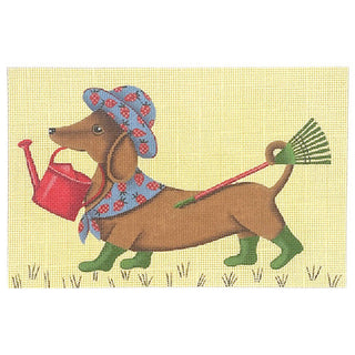 Dachshund Spring Painted Canvas PLD Designs 
