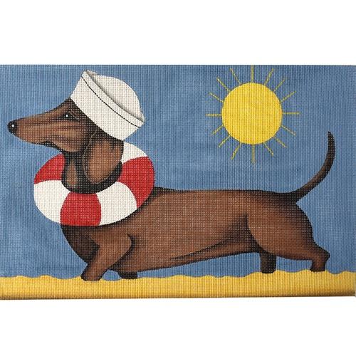 Dachshund Summer Painted Canvas PLD Designs 

