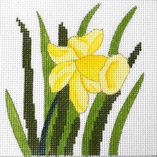 Daffodil Coaster Painted Canvas J. Child Designs 