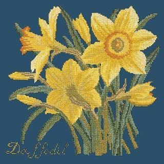 Daffodil Needlepoint Kit Kits Elizabeth Bradley Design Dark Blue 
