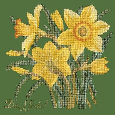 Daffodil Needlepoint Kit Kits Elizabeth Bradley Design Dark Green 