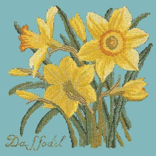 Daffodil Needlepoint Kit Kits Elizabeth Bradley Design Duck Egg Blue 

