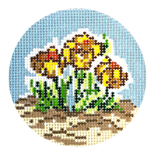 Daffodil Round Painted Canvas Cooper Oaks Design 