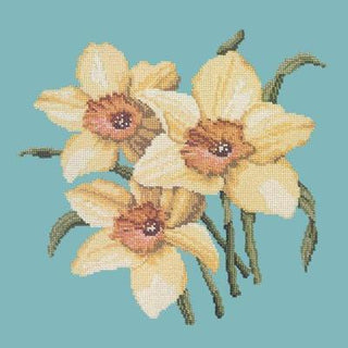 Daffodils Needlepoint Kit Kits Elizabeth Bradley Design Duck Egg Blue 
