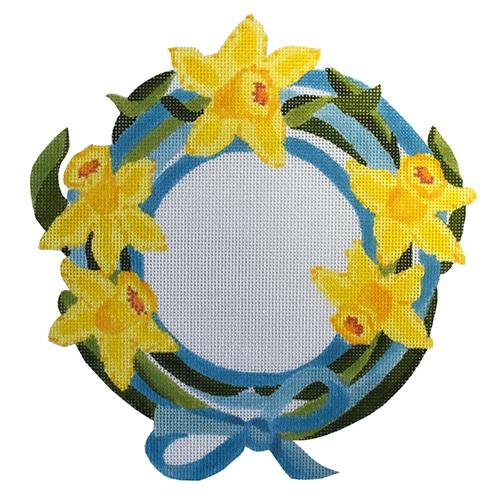 Daffy Wreath Painted Canvas The Plum Stitchery 