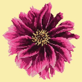 Dahlia 12" Needlepoint Kit Kits Elizabeth Bradley Design Butter Yellow 
