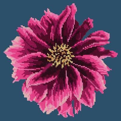 Dahlia 12" Needlepoint Kit Kits Elizabeth Bradley Design Dark Blue 

