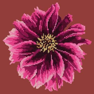 Dahlia 12" Needlepoint Kit Kits Elizabeth Bradley Design Dark Red 
