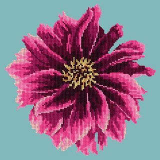 Dahlia 12" Needlepoint Kit Kits Elizabeth Bradley Design Duck Egg Blue 
