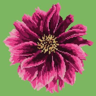 Dahlia 12" Needlepoint Kit Kits Elizabeth Bradley Design Grass Green 
