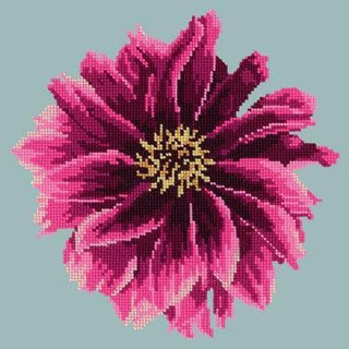 Dahlia 12" Needlepoint Kit Kits Elizabeth Bradley Design Pale Blue 
